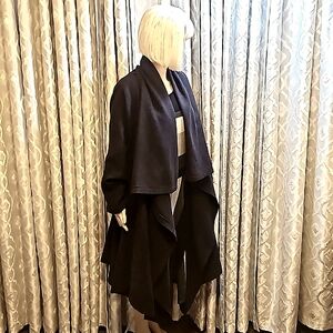 WARM WOOL Asymmetric tweed high lo long coat